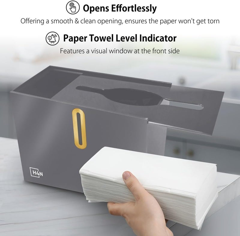 H4N Multifold Hand Paper Towel Dispenser Countertop, Compact Design, Single Sheet Dispensing for Home and Commercial Use, Gray - Image 5